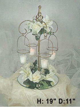 IRON AND GLASS CANDLE DISPLAY